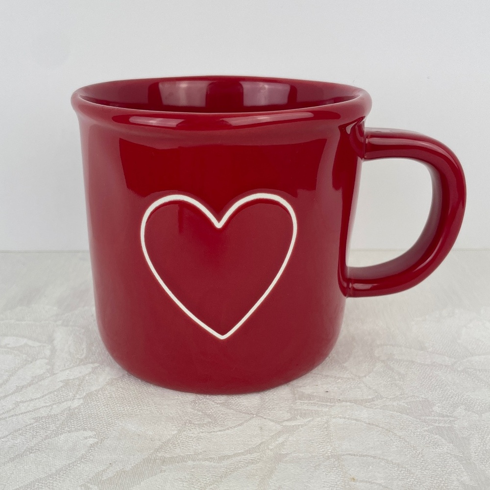 Rae Dunn Red Ceramic Large Coffee Mug Heart Valentines Day